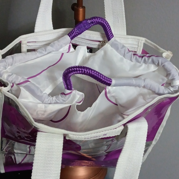 HURLEY 2 IN 1  clear with purple circle tote - Picture 10 of 11